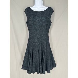 Maggy London Dress 10 Green Black Lace Mini Party Cocktail Stretch Boat Neck